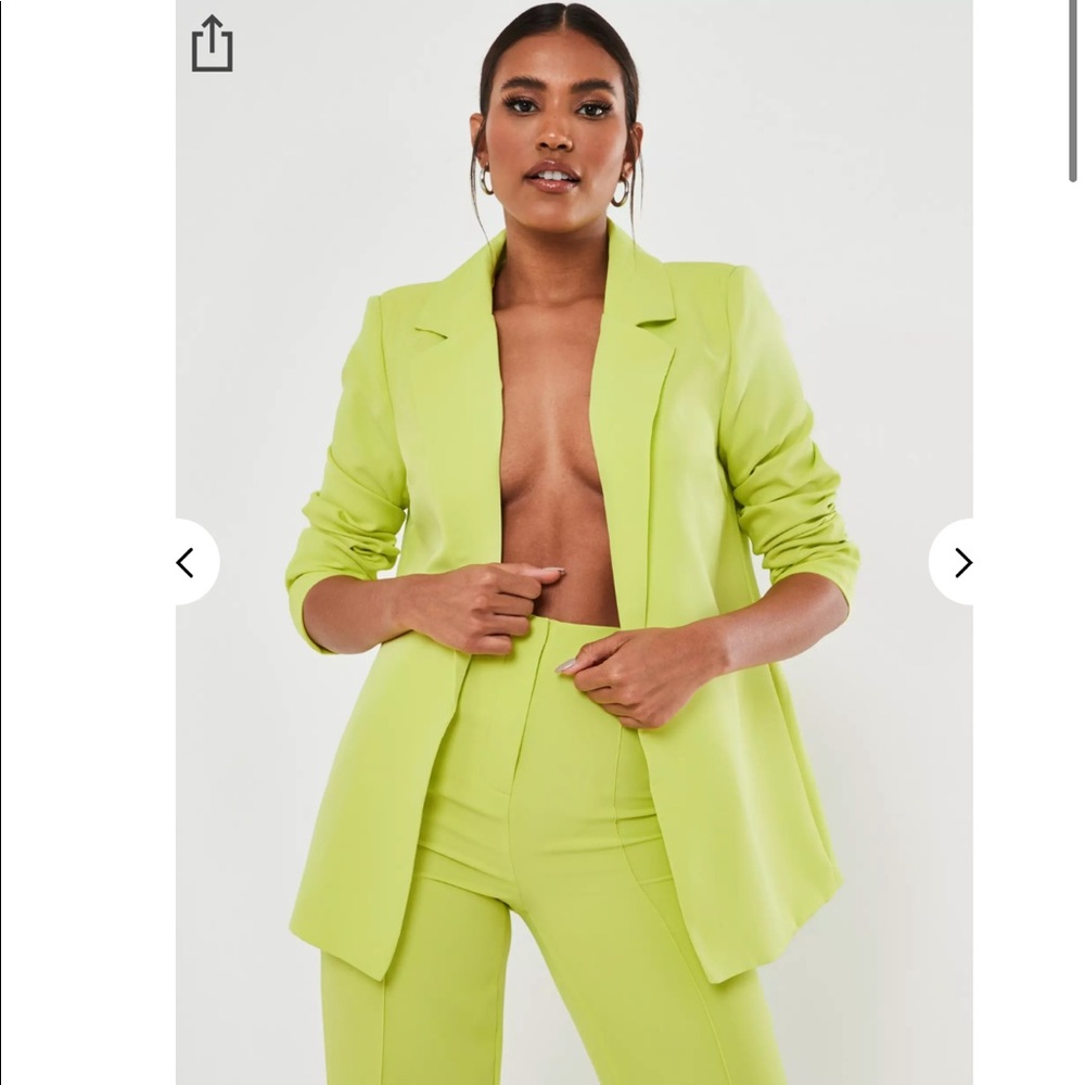 🆕 MISSGUIDED Boyfriend Blazer in Lime Green (NWT)